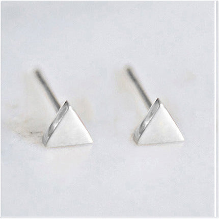 Brushed Silver Square Time Gem Stud Earrings