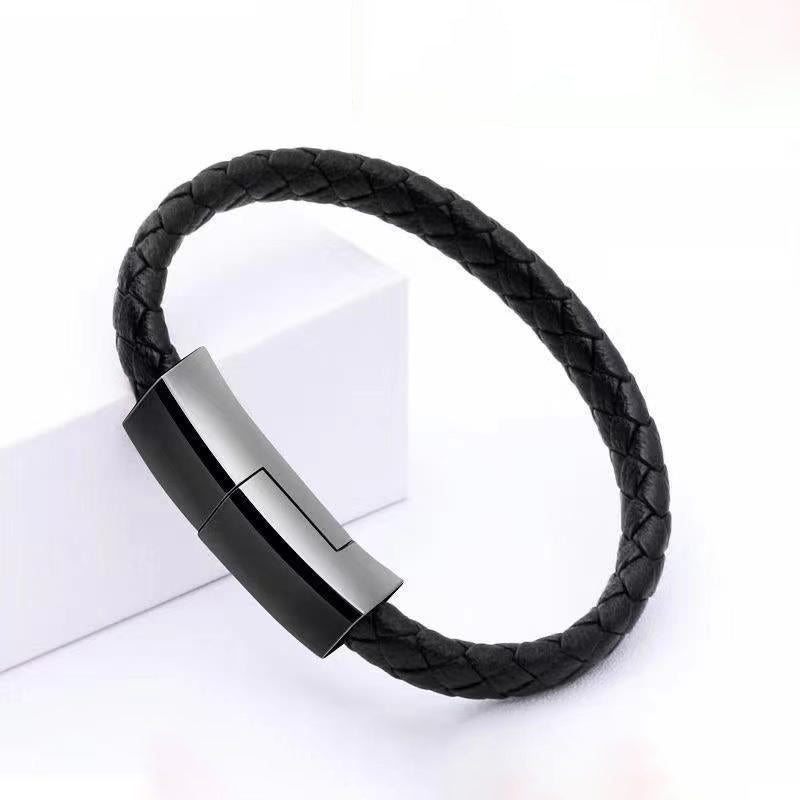 Creative BraceCharging Cable Leather Bracelet for Women Charms Gifts for Momlet Data Cable Bracelet Wear