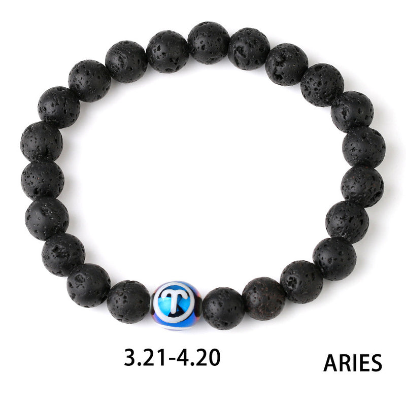 Zodiac Couple Natural Lava Stone Bracelet