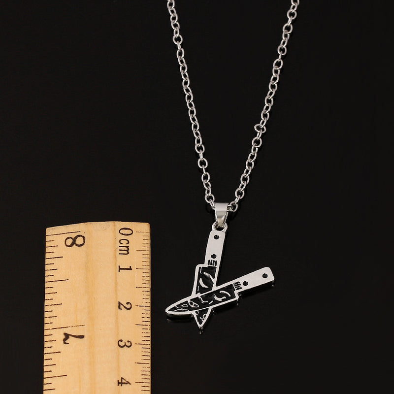 X Cross Knife Pendant Necklace Personality Punk Retro Accessories