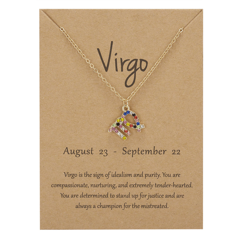 Fancy Diamond Symbol Edition Twelve Constellation Paper Card Necklace Lady