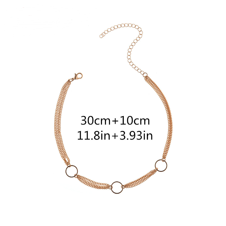 Geometric copper ring multi-layer clavicle necklace