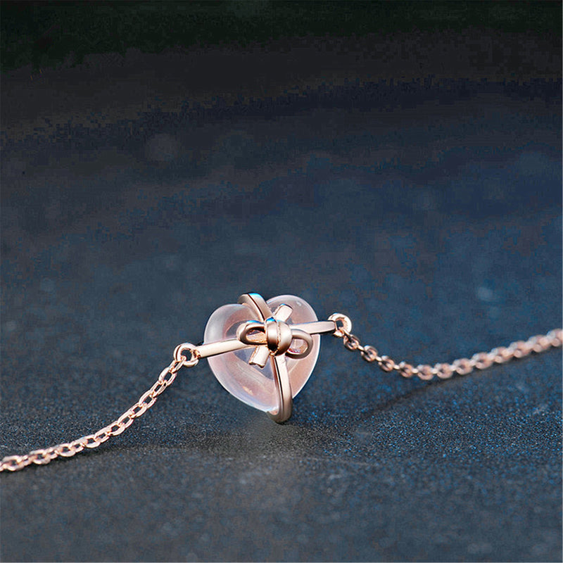 Pink crystal rose heart bracelet