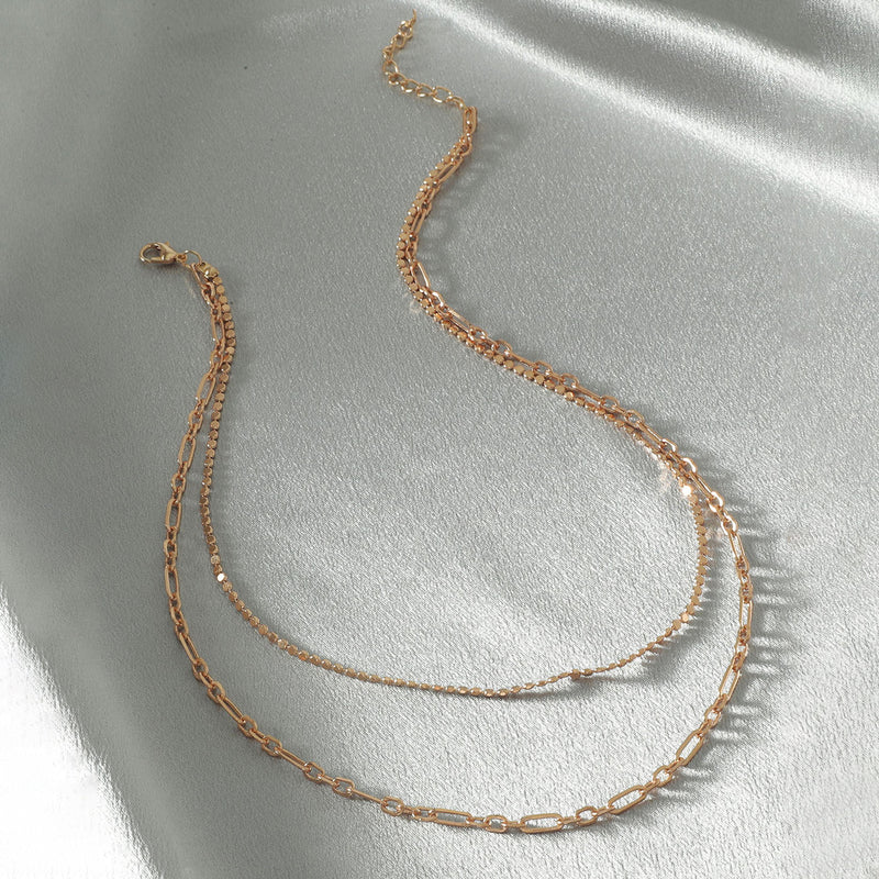 New Double Layered Necklace Cold Wind Metal Multilayer Chain Clavicle Chain