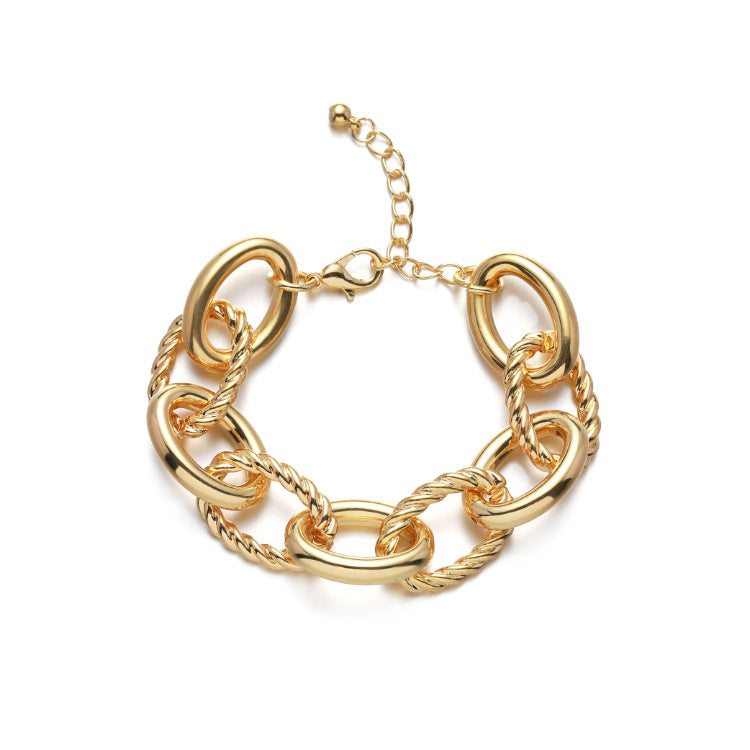 Bracelet O-shaped Thick Twisted Flower Chain Fashionable Personality Polishing