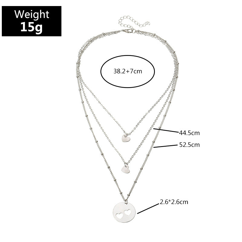 Multi-layer Love Necklace Female Hollow Love Clavicle Chain