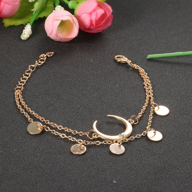 New crescent round piece personalized bracelet set two-piece