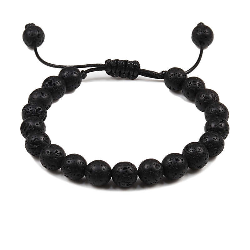 Personalized Volcanic Stone Tiger Eye Chain Couple Bracelet