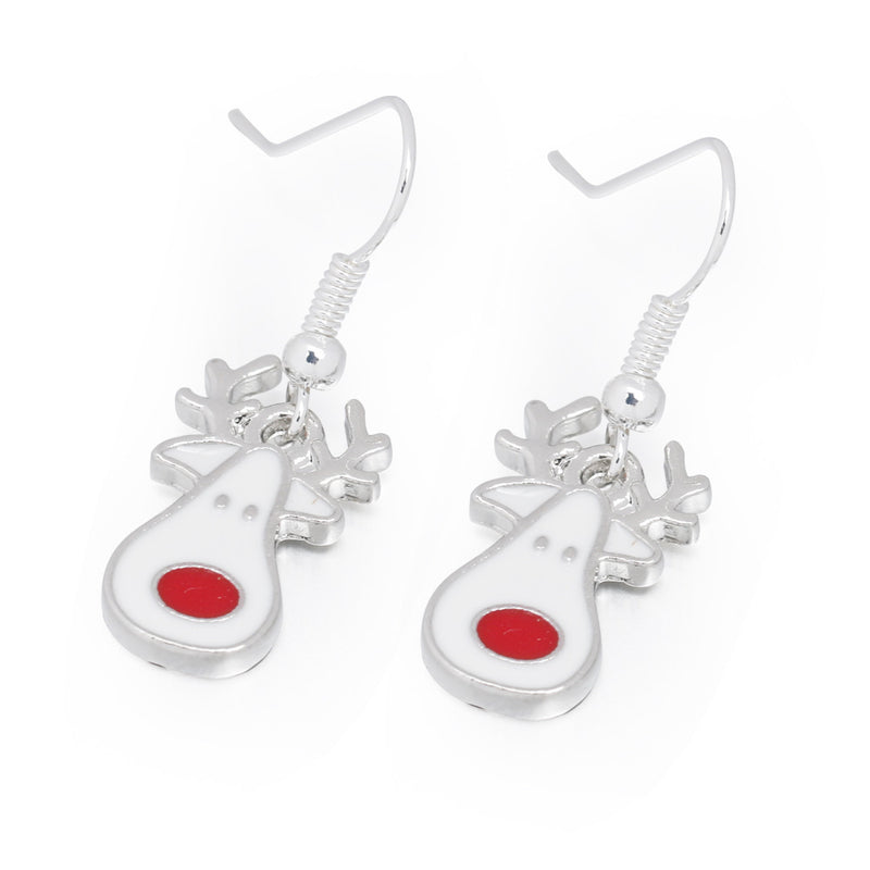 Christmas Elk Earrings Red Nose Deer Earrings