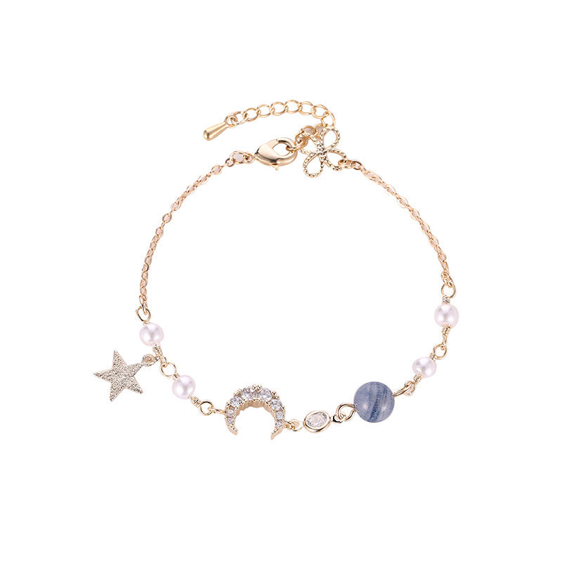 Diamond-inlaid Star and Moon Bracelet for Women Charms Gifts for Mom