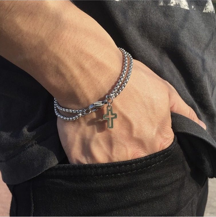 Men's Hollow Cross Bracelet