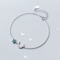 Moon bracelet female Korean version of the small  crescent curved synthetic blue glass gradient jewelry