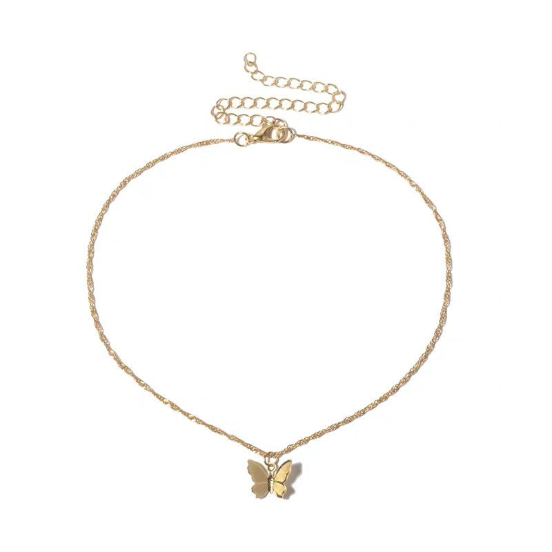 Butterfly simple temperament single layer necklace