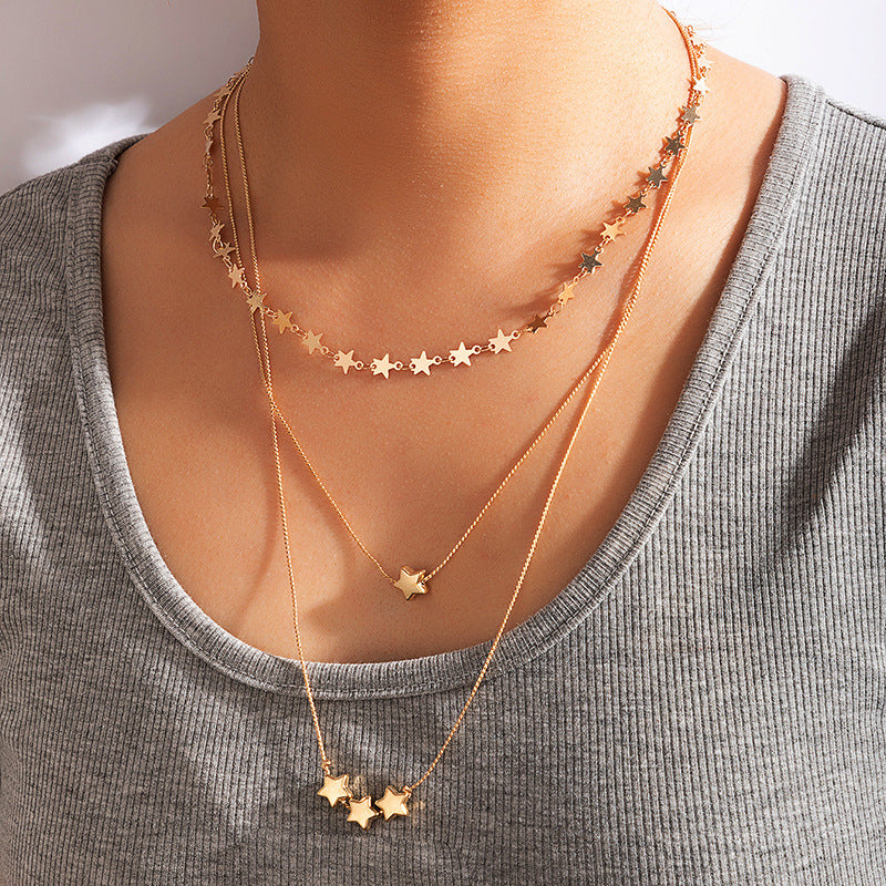 Temperament Simple Five-pointed Star Multi-layered Necklace