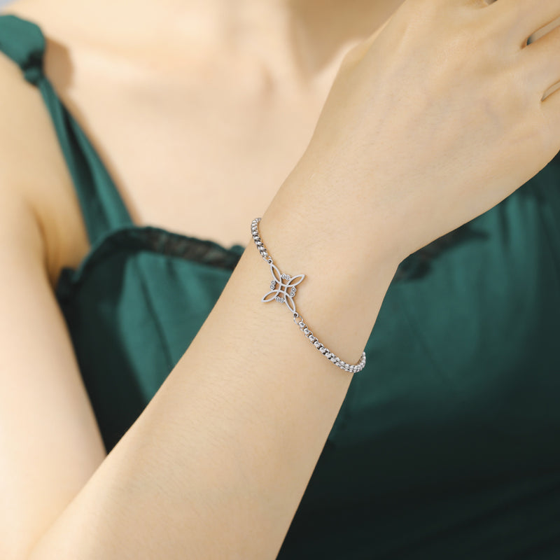 Women's Double Hole Pendant Stainless Steel Bracelet