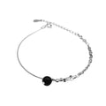 Black Agate S925 Sterling Silver Fashion Women's Black Crystal Bracelet