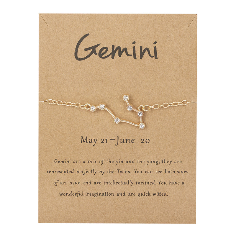 Women's Twelve Constellation Chain Bracelet In Paper Card
