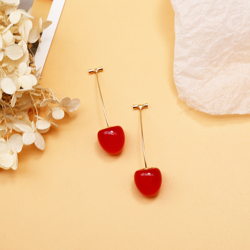 Japanese Gradient Cherry Earrings Girly Simulation Cherries Ins Earrings