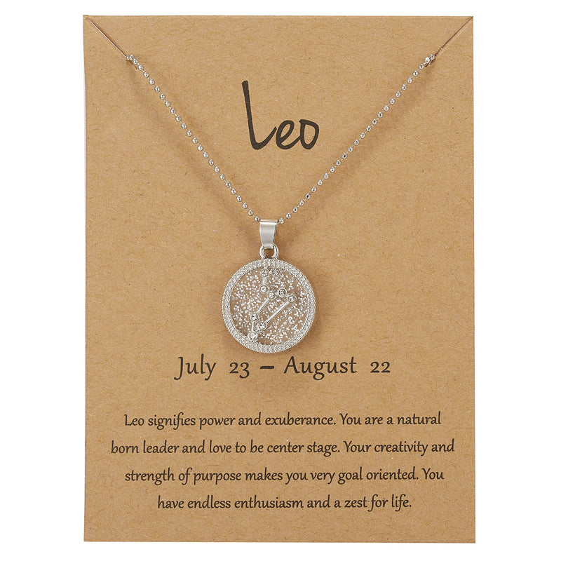 Fashion Coin Constellation Edition Necklace Silver Day And Night