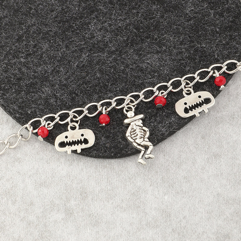 Hip Hop Punk Style Rice Bead Skull Bracelet