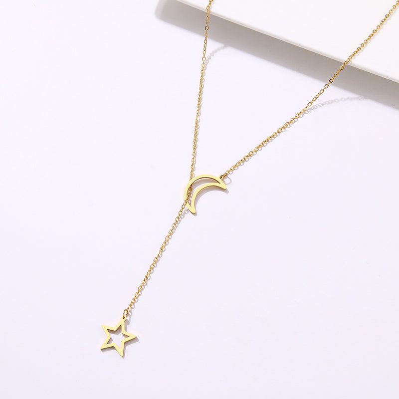 Moon Star Necklace Clavicle Chain Pendant Long Chain Necklace