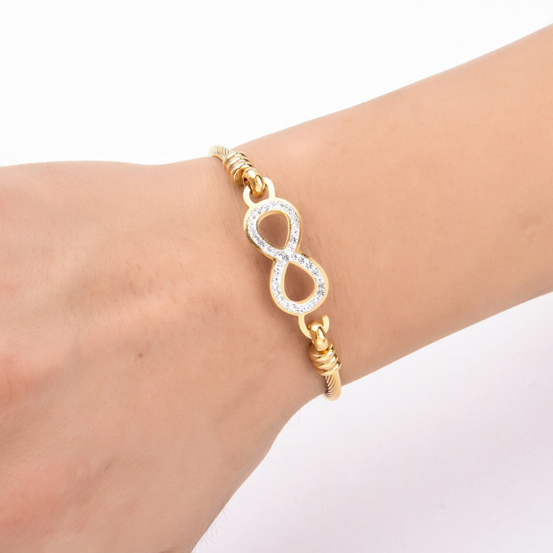 Golden stainless steel rhinestone bracelet