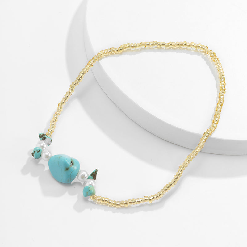 Turquoise Elastic Wall Simple Geometric Pearl Bracelet