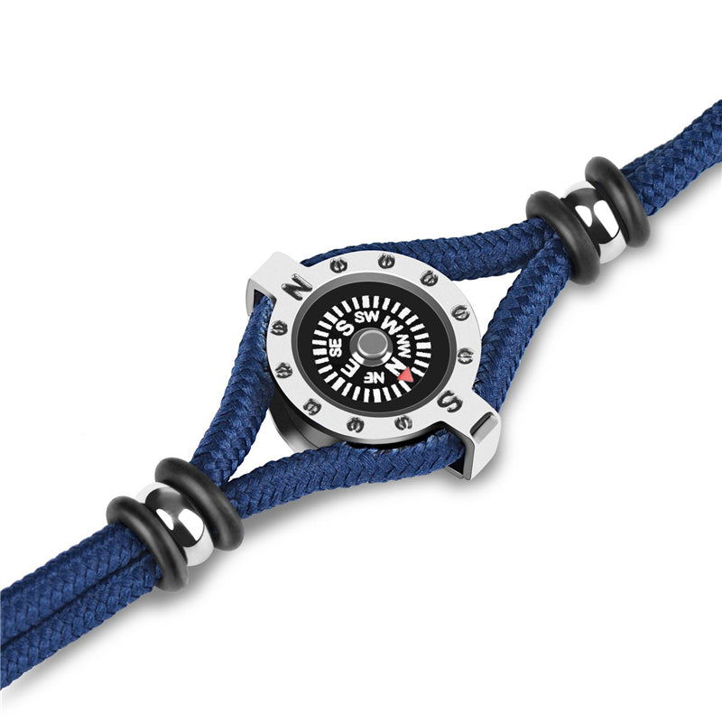 Titanium steel & leather rope bracelet