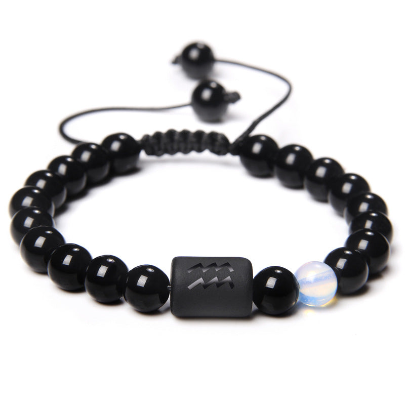 Constellation Black Glossy Beaded Bracelet