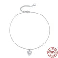Girls' Sterling Silver Anklet With Platinum Plated Love