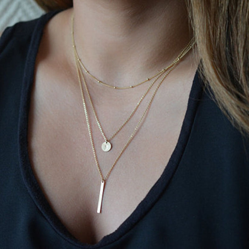 Geometric Clavicle Chain Creative Retro Simple Ring Necklace