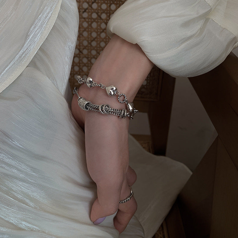 Stereoscopic Love Bracelet Women Simple Retro Luxury