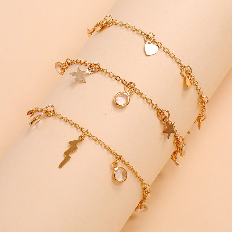 Tassel multilayer three-piece anklet