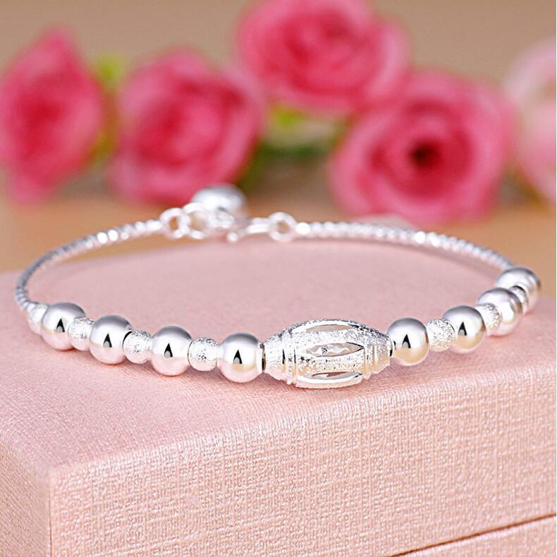 Copper Plated Silver Bell Transfer Bead Bracelet Opening Female Couple Bracelet Scrub Bracelet