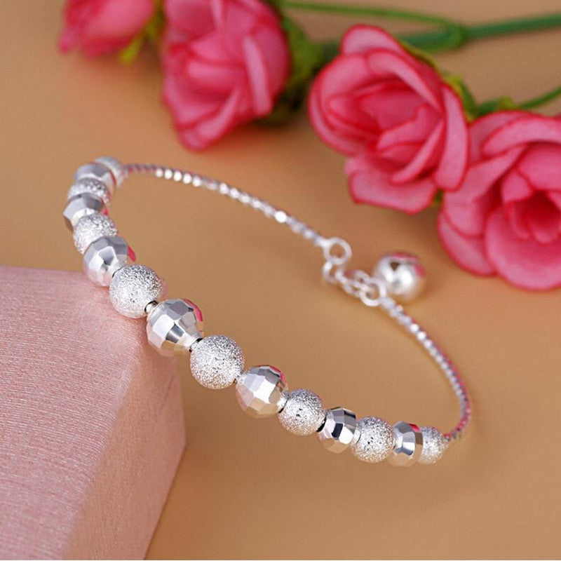 Copper Plated Silver Bell Transfer Bead Bracelet Opening Female Couple Bracelet Scrub Bracelet