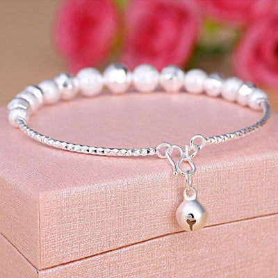 Copper Plated Silver Bell Transfer Bead Bracelet Opening Female Couple Bracelet Scrub Bracelet