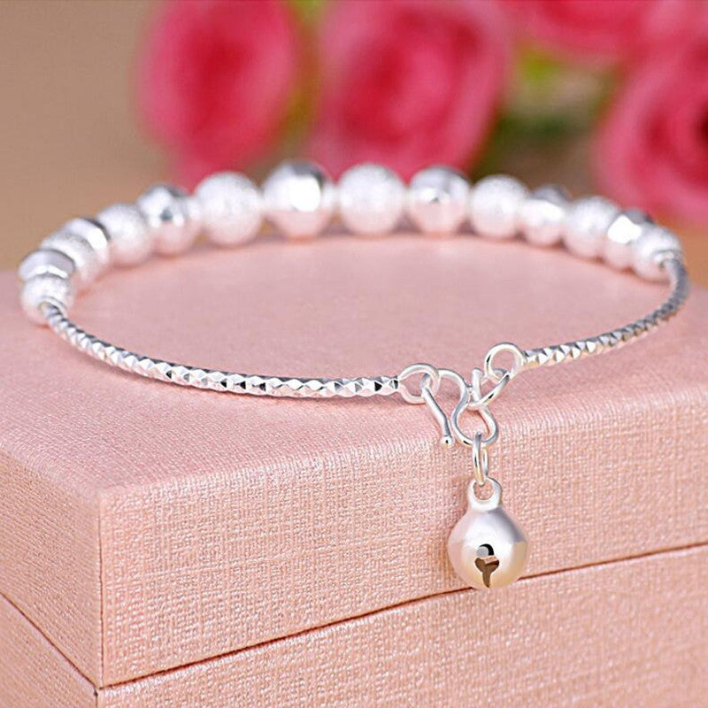 Copper Plated Silver Bell Transfer Bead Bracelet Opening Female Couple Bracelet Scrub Bracelet