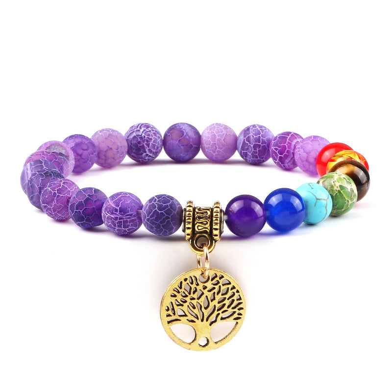 Creative 8mm Beads Tree Of Life Pendant Bracelet