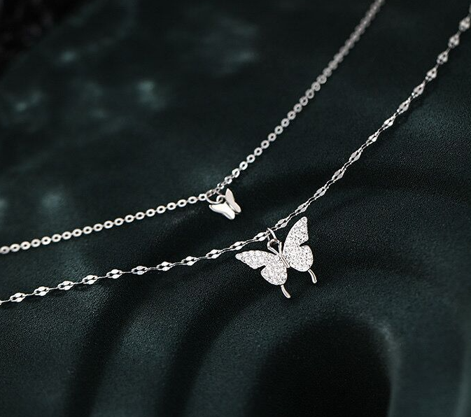 Ins Style Double Butterfly Necklace Light Luxury