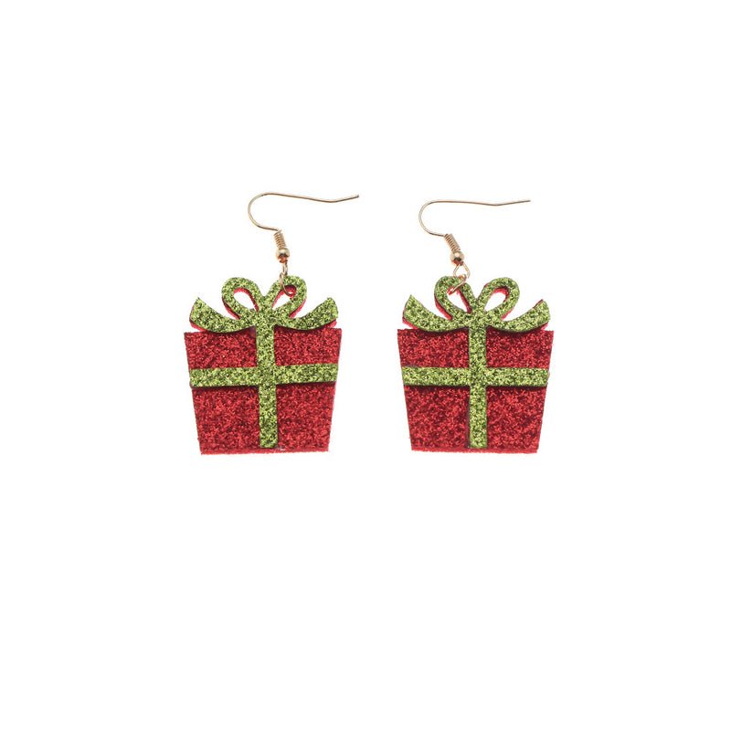 Elder Elk Stud Glitter Cloth Christmas Earrings