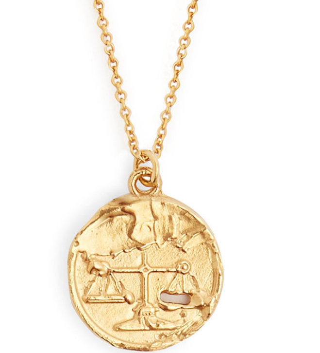 Retro Literary Three Dimensional Image Matte Gold Constellation Pendant For Women