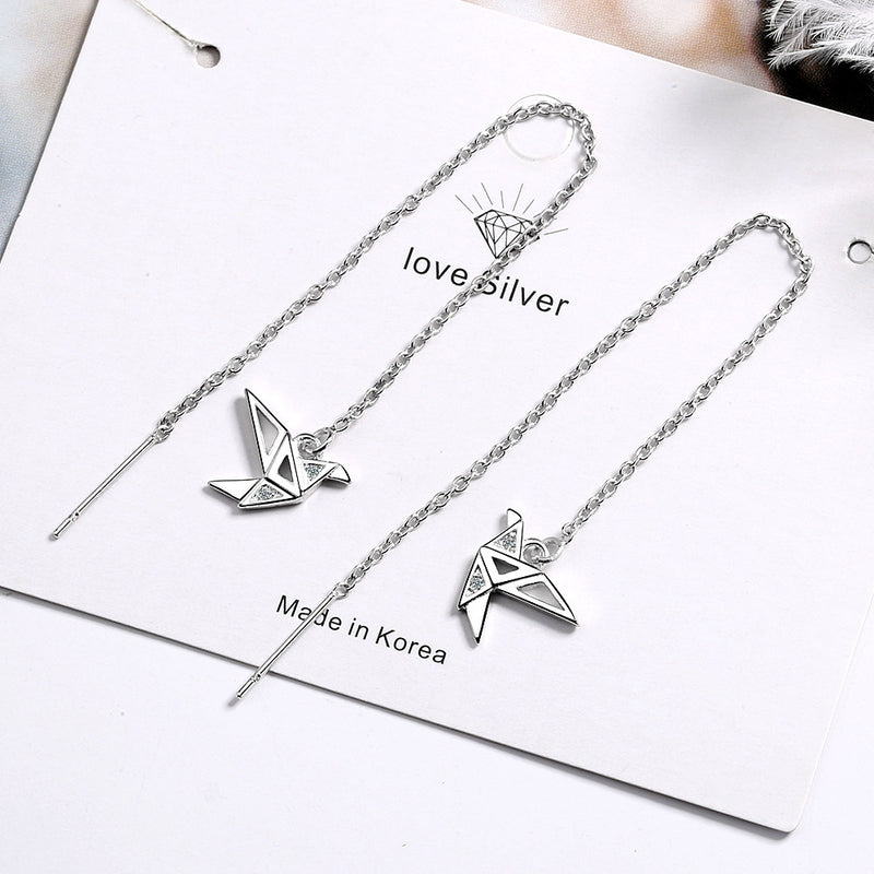 Small Temperament, Cold Wind And Simple Paper Crane Long Ear Chain