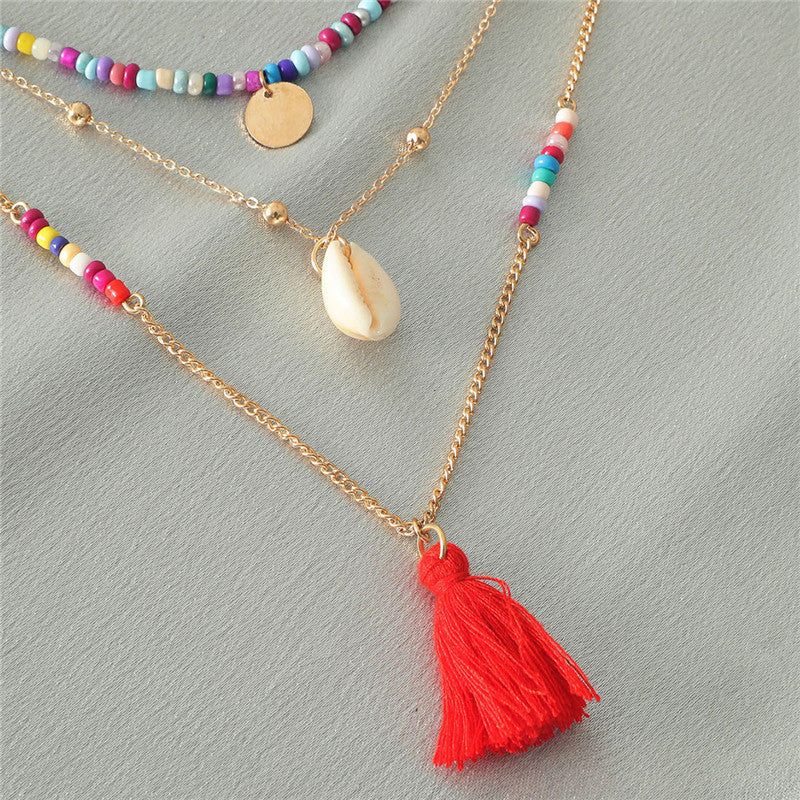 Bohemian Multilayer Necklace Creative Colorful Beaded Clavicle Chain