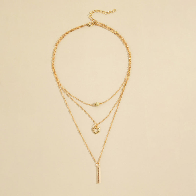 Hollow Love Long Round Bead Alloy Necklace Necklace