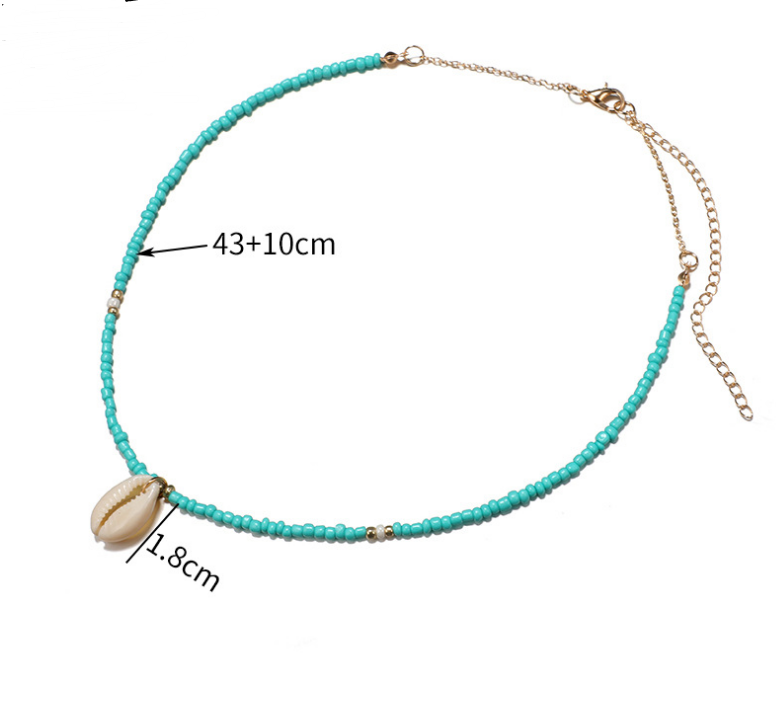 Bohemian rice beads shell necklace