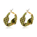 Vintage French Fabric Houndstooth Earrings