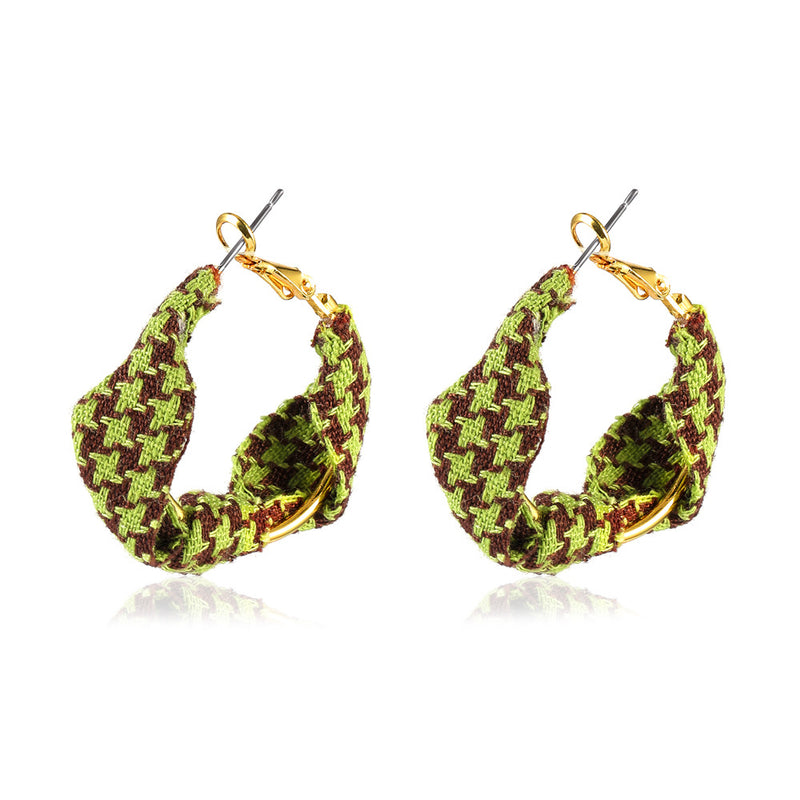 Vintage French Fabric Houndstooth Earrings