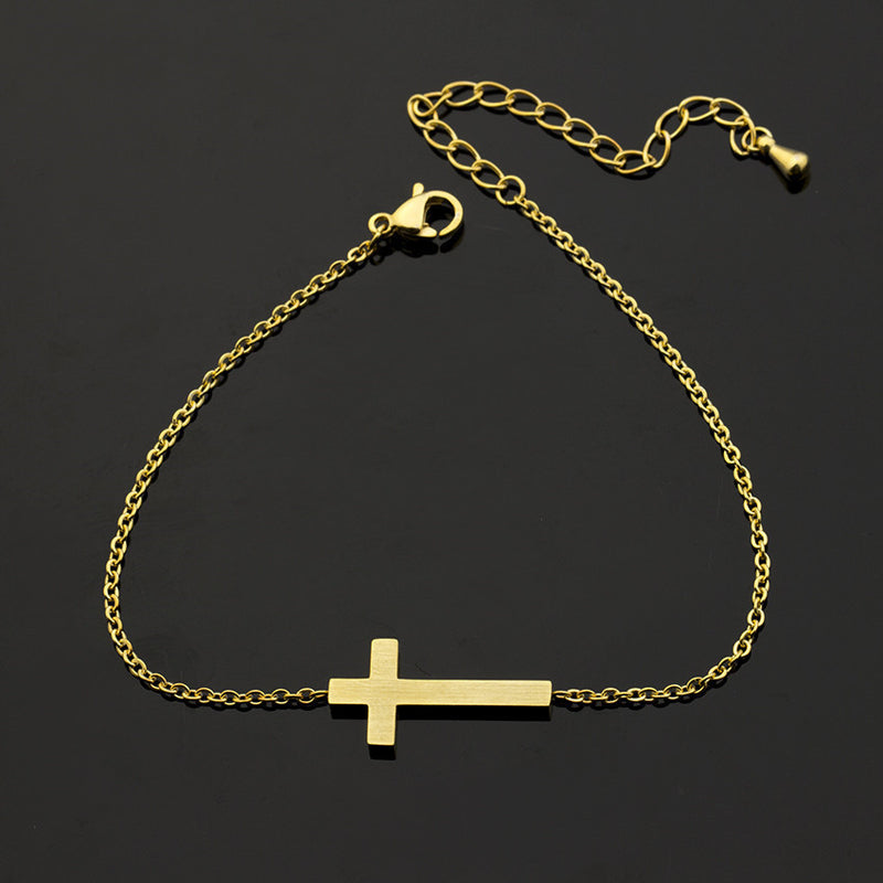 Cross Pendant Stainless Steel Bracelet