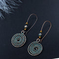 Vintage Tribal Ancient Bronze Dangle Earrings Bohemian Large Long Hollow Earrings