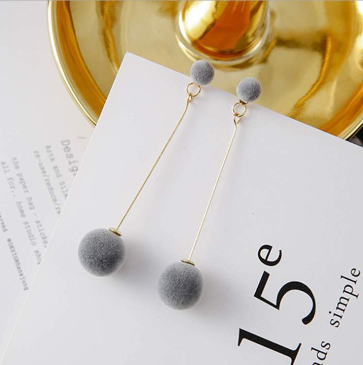 Fashion temperament woolen ball earrings earrings